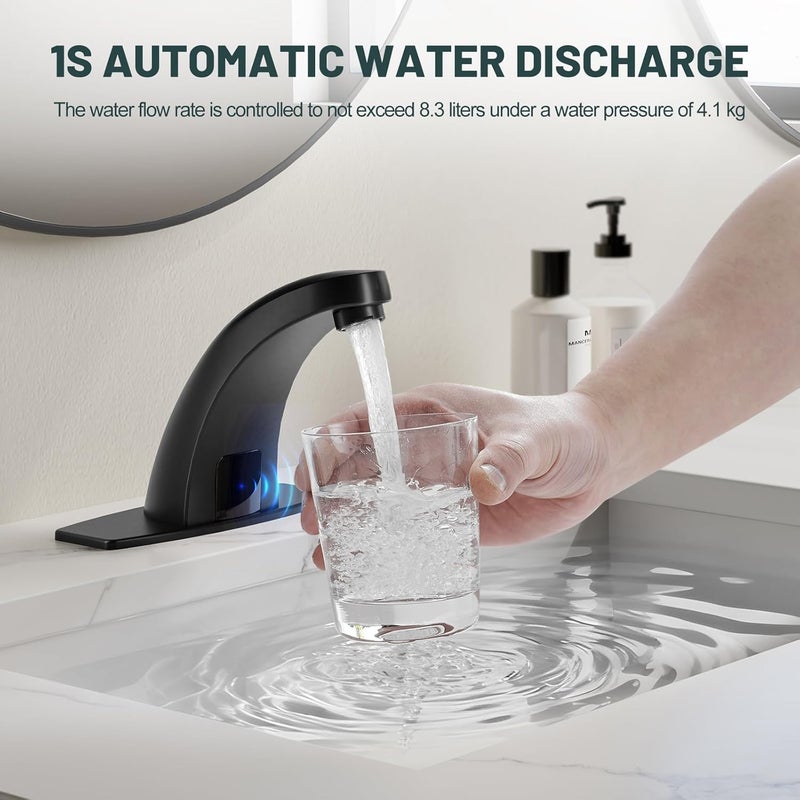 Green Spring Touchless Bathroom Sink Faucets, Automatic Faucet Bathroom Commercial Motion Sensor Faucet Battery or Plug-in Powered with Control Box and Temperature Mixer, Black - Image 5